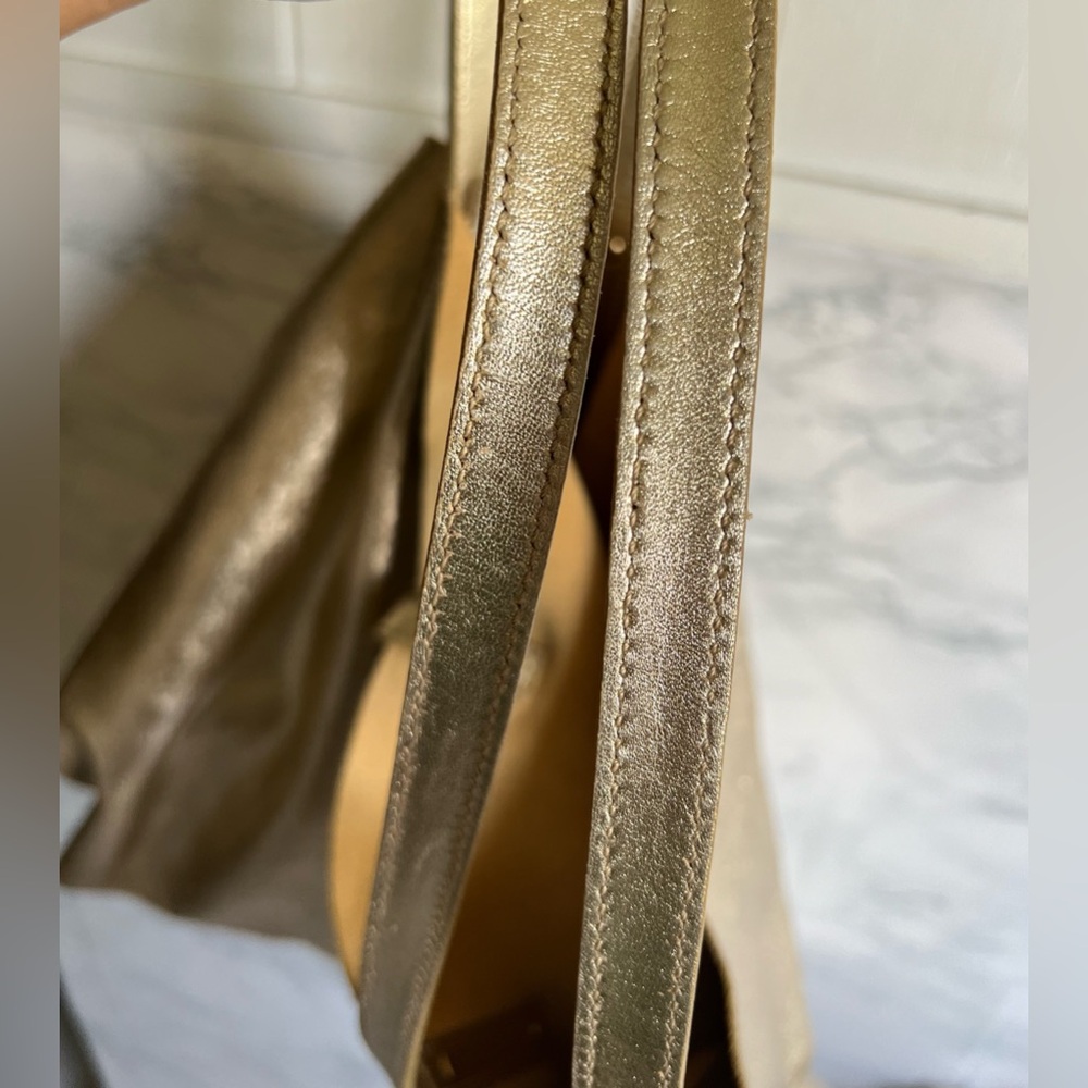 Tiffany Authentic Suede Reversible Tote Bag Metallic Gold X Beige - Picture 8 of 13